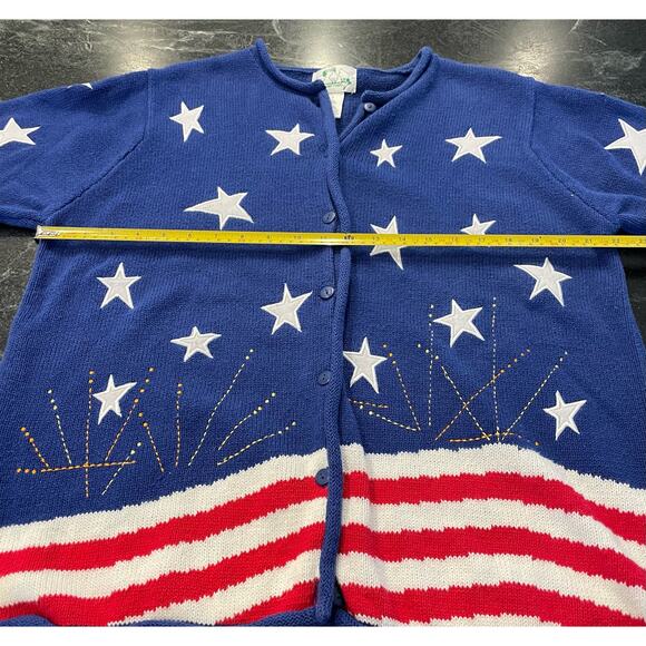 VTG  The Quacker Factory patriotic sweater 4th of July Large short sleeve - Picture 8 of 10